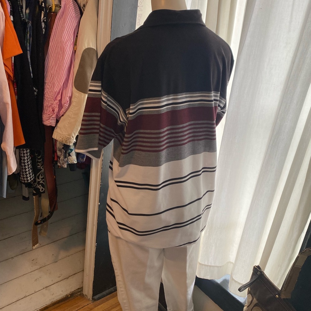 Palmland Club Black and Gray Polo Shirt with Classic Stripes - Picture 2 of 3